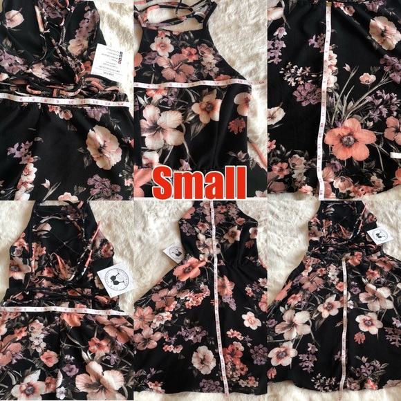 NWT- Black & Pink floral Caged strap dress - Picture 7 of 8